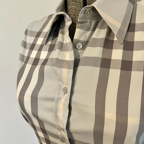 LIM ED Burberry Authentic Women Gray Tones Long Sleeve Button Down Shirt - Picture 6 of 12